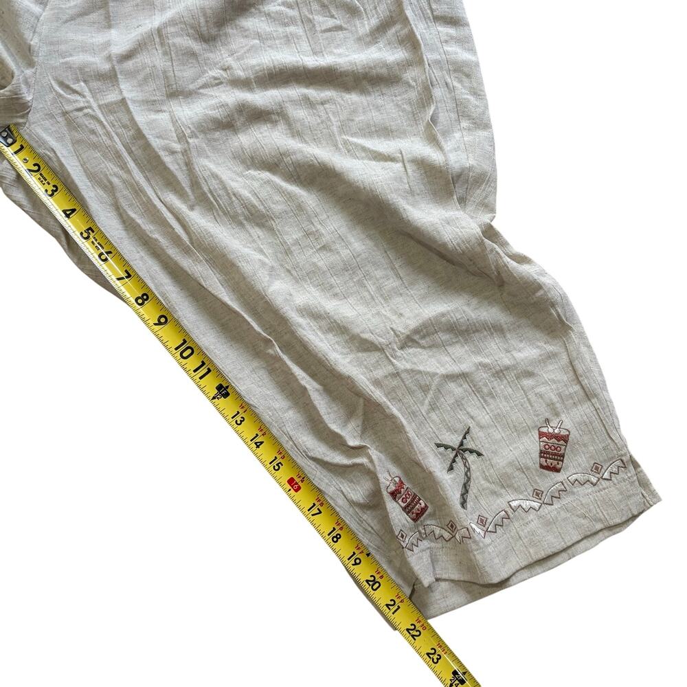 NWT Women's Linen Blend Capri Pants Tropical Resort Palm Tree Vacation 4XL - Picture 6 of 6